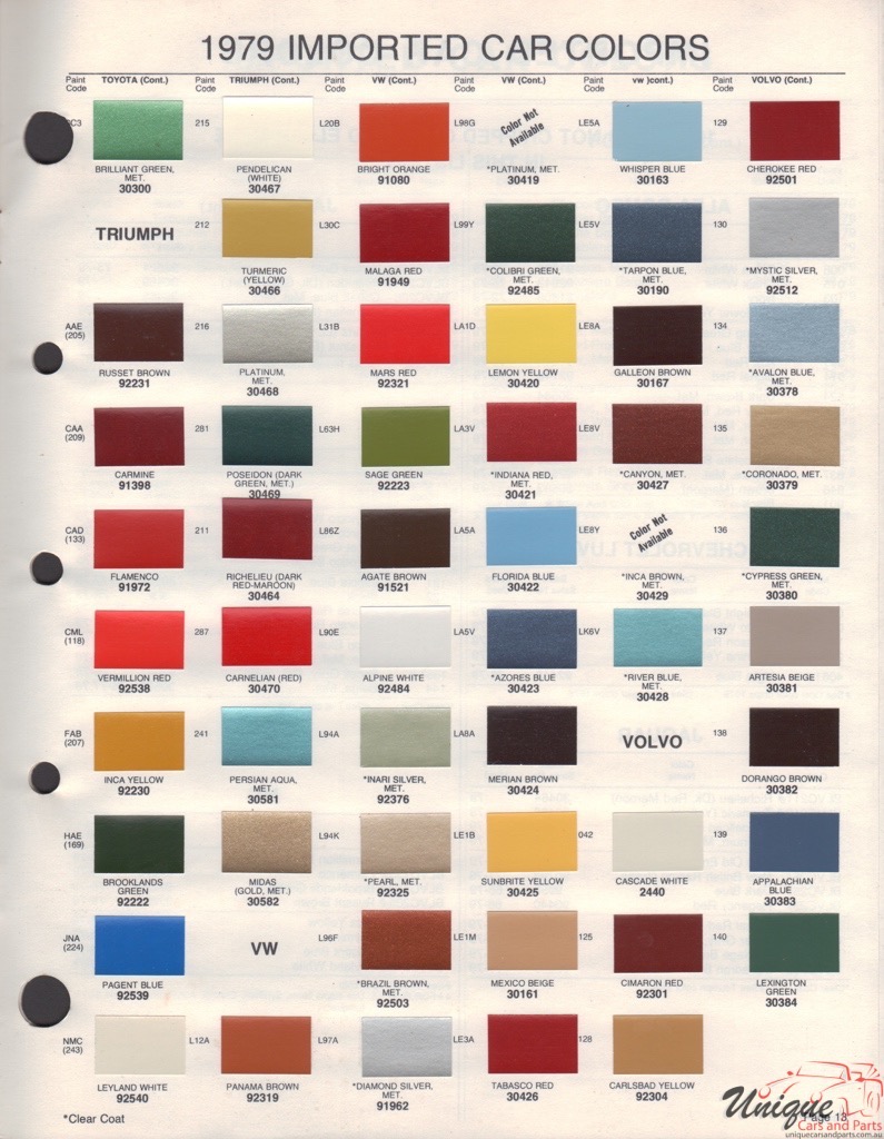 1979 Toyota Paint Charts Acme 2